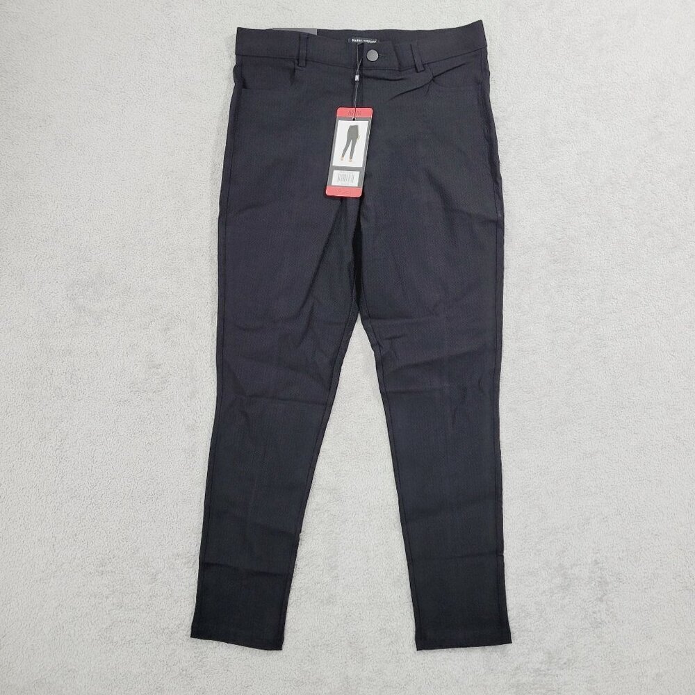 NEW Mario Serrani Women's M Italy Black Textured Pull-On Pants